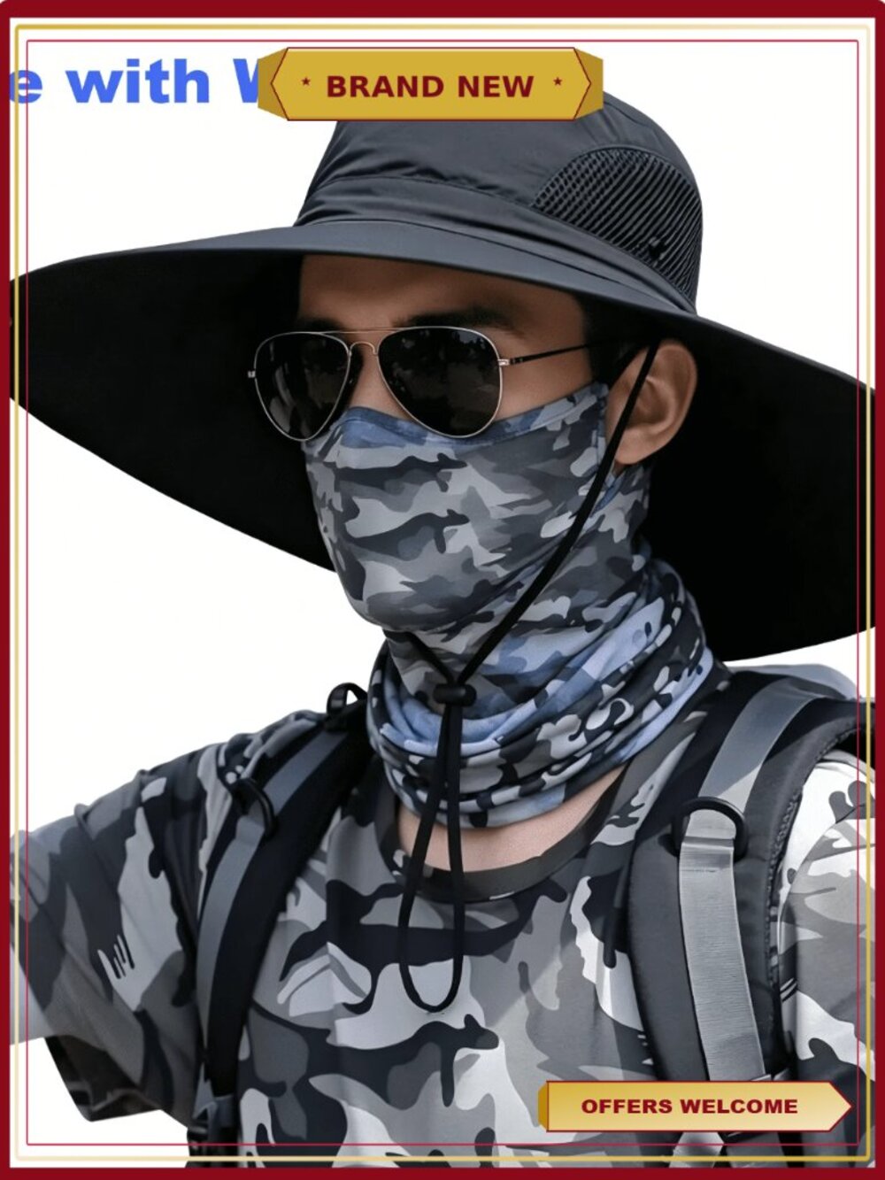 Unisex Wide Brim Bucket Hat Waterproof Foldable Packable Sun Hat
